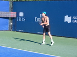 Tommy Haas with no shirt on a practice court August 6, 2012 Rogers Cup.