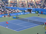 Victor Troicki is serving to Milos Raonic on Central Court, August 7, 2012 Rogers Cup.