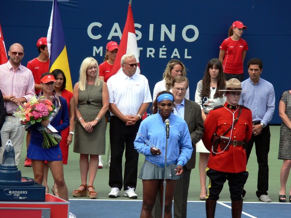 A Champion Serena Williams giving speech during closing ceremony August 11, 2013 Rogers cup Toronto
