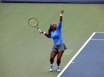 Powerful serve from Serena Williams during final match with Sorana Cirstea August 11, 2013 Rogers Cup Toronto