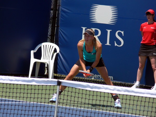 Alaxandra Dulgheru (ROU) receiving serve August 4, 2013 Rogers Cup Toronto