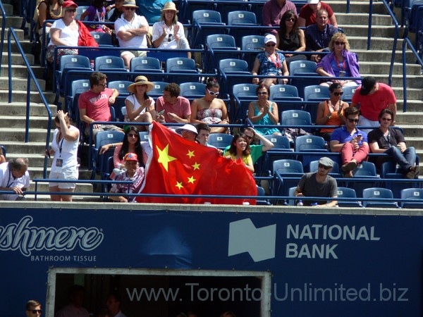 Chinese tennis fans in Toronto supporting Na LI (CHN) during semi-final match with Sorana Cirstea (ROU) August 10, 2013 Rogers Cup Toronto