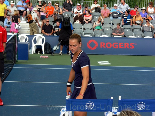 Dominika Cibulkova (SVK) on Grandstand to play Roberta Vinci (ITA) August 8, 2013 Rogers Cup Toronto