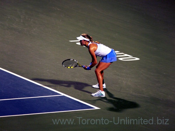 Eugenie Bouchard (CDN) on Central Court playing Petra Kvitova (CZE) August 7, 2013 Rogers Cup Toronto