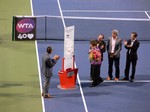 Billie Jean King being inducted into Canadian Tennis Hall of Fame. On the Centre Court ceremony August 7, 2013 Rogers Cup Toronto