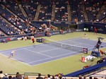 Eugenie Bouchard (CDN) serving to Petra Kvitova (CZE) on Centre Court Augsut 7, (9:55 pm) August 7, 2013 Rogers Cup Toronto