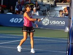 Carol Zhao (CDN) during warm up with Anastasia Pavlyuchenkova (Rus) August 5, 2013 Rogers Cup Toronto
