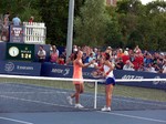 Jankovic Cirstea shake hands after their match August 8, 2013 Rogers Cup Toronto