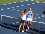 Cirstea Kvitova shake hands. Cirstea won the match August 9, 2013 Rogers Cup 2013 Toronto