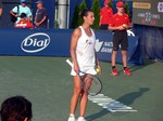Flavia Pennetta (ITA) standing on Grandstand. Playing Ana Ivanovic (SRB) August 7, 2013 Rogers Cup Toronto