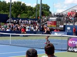 Gabriela Dabrowski on Grandstand playing Julia Glushko August 4, 2013 Rogers Cup Toronto