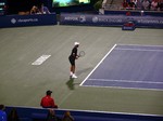 James Blake in exhibition match with Pete Sampras on Centre Court August 9, 2013 Rogers Cup Toronto