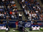 Marion Bartoli (FRA) in an Umpire Chair during match of Pete Sampras and John McEnroe on Centre Court August 10, 2013 Rogers Cup Toronto