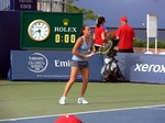 Roberta Vinci (ITA) on Grandstand in warm up with Dominika Cibulkova (SVK) Rogers Cup Toronto