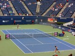 Klara Zakopalova (CZE) and Sara Errani (ITA) playing on Centre Court August 7, 2013 Rogers Cup Toronto