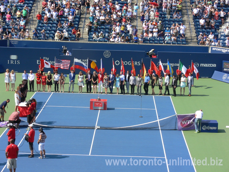 Rogers Cup 2015 Centre Court preparation for singles closing ceremony 16 August 2015 Toronto