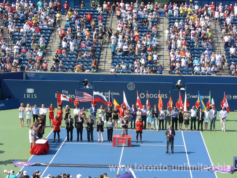 Singles Presentation an Official Party: Karl Hale, Allan Horn, Ghislain Parent, Mike Tevlin, Giulia Orlandi, Wanda Restivo 16 August 2015 Rogers Cup Toronto.