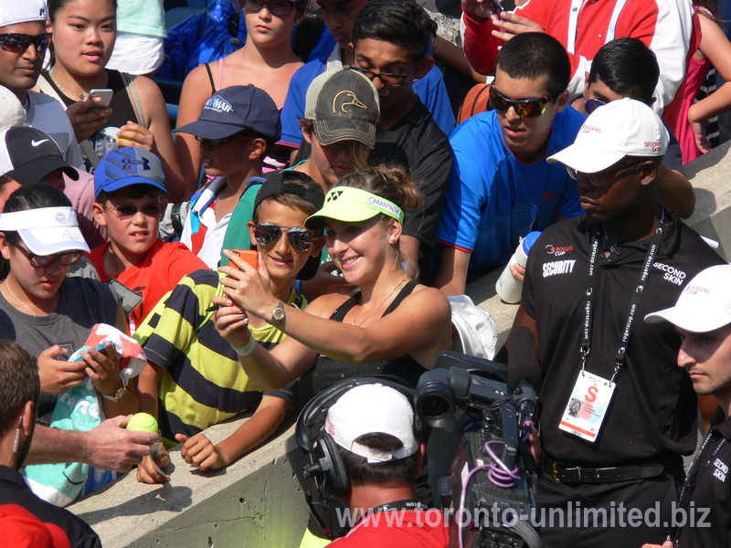 Belinda Bencic taking selfies with her fans 16 August 2015 Rogers Cup Toronto