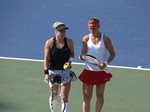 Lucie Safarova and Bethanie Mattek-Sands playing final against Caroline Garcia (FRA) and Katarina Srebotnik (SLO) 16 August 2015 Rogers Cup Toronto.