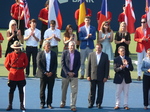 Tennis Canada Organizing Committee, from the left; Karl Hale, Dale Hooper, Ghislain Parent, Mike Tevlin, Giulia Orlandi and Wanda Restivo. Rogers Cup Doubles Closing Ceremony 16 August 2015.   