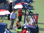 Happy Belinda Bencic has just won the Rogers Cup Championship final match and is ready to throw the towel to the spectators, 16 August 2015. 