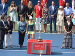 Simona Halep a runner-up with her cheque in the hand and to be presenter with her Trophy 16 August 2015 Rogers Cup Toronto