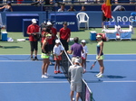 Simona Halep and Belinda Bencic are on the Centre Court ready for coin-toss and start of the Rogers Cup 2015 Final 16 August 2015!