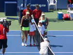 Belinda Bencic and Simona Halep taking a photo for posterity before the final match 16 August 2015 Rogers Cup Toronto.