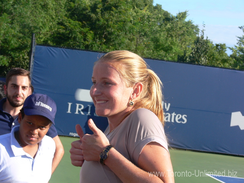 Alla Kudryavtseva has won her three sets match with Lucie Hradecka 8 August 2015 Rogers Cup Toronto