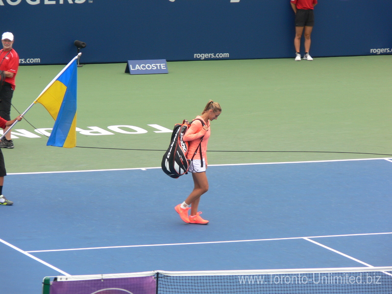 Lesia Tsurenko (UKR) coming to Centre Court play Sara Errani (ITA) 14 August 2015 Rogers Cup Toronto