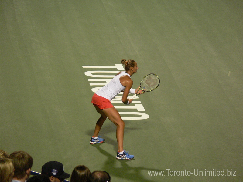 Polona Hercog (SLO) on Centre Court playing Ana Ivanovic (SRB) 13 August 2015 Rogers Cup Toronto