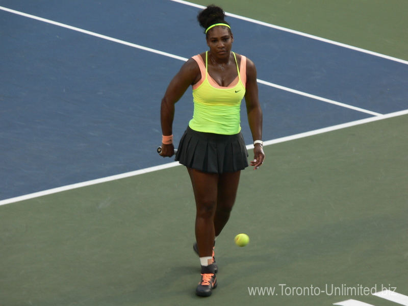 Serena Williams is just not happy with her game, being frustrated by Belinda Bencic 15 August 2015 Rogers Cup Toronto