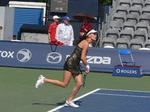 Agniszka Radwanska (POL) serving on Grandstand Court to Alize Cornet (FRA) 13 August 2015 Rogers Cup Toronto