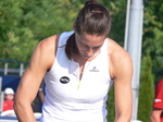Andrea Petkovic (GER) is on Grandsatnd Court playing Canadian qualifier Francoise Abanda 11 August 2015 Rogers Cup Toronto 