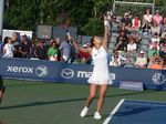 Andrea Petkovic (GER) serving on Granstand Court to Francoise Abanda (CDN) 11 August 2015 Rogers Cup Toronto