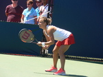 Barbora Strycova receiving serve from Sabine Lisicki (GER) 12 August 2015 Rogers Cup in Toronto