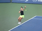 Belinda Bencic serving to Serena Williams in semi-final match 15 August 2015 Rogers Cup Toronto