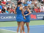 Hao-Ching Chan and Yung-Jan Chan (TPE) on Grandstand Court playing Hingis and Mirza in doubles match 14 August 2015 Rogers Cup Toronto
