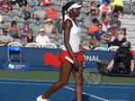 Francoise Abanda (CDN) on Granstand Court playing Andrea Petkovic (GER) 11 August 2015 Rogers Cup in Toronto