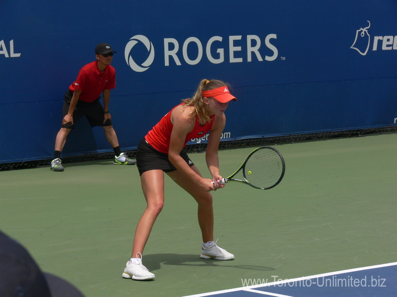 Ursula Radwanska (POL) playing A. Sasnovich (BLR) on Court 5 Rogers Cup qualifying matches 8 August 2015 Toronto.   