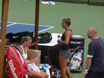 Petra Kvitova with David Kotyza and Eugenie Bouchard on the practice court  10 August 2015 Rogers Cup in Toronto