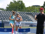 Lucie Safarova and Bethanie Mattek-Sands are having fun with the coach Rob Steckley 16 August 2015 Rogers Cup Toronto!