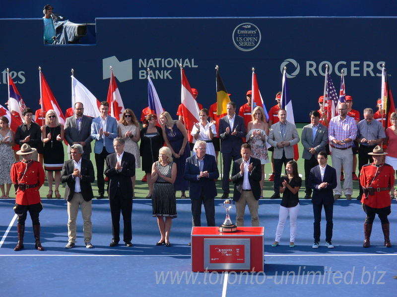 Rogers Cup 2016 Organizing Committee: Karl Hale -  Tournament Director, Allan Horn - Chairman of Rogers Communication, Karen Leggett - Chief Marketing Officer of National Bank, Derek Rowe - Chairman of the Board Tennis Canada, Lars Graff- ATP Supervisor, Julian and David representing volunteers.  31 July 2016