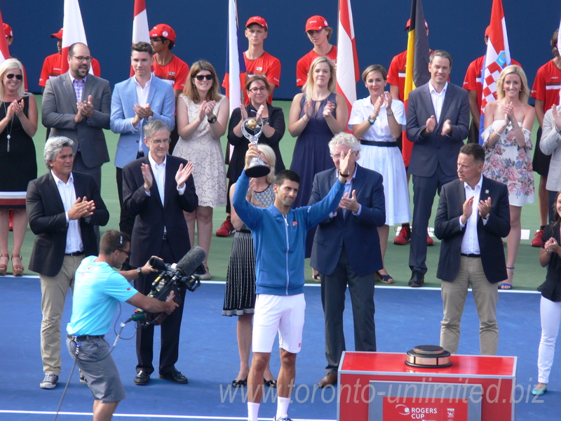 Novak Djokovic with Championship Trophy 31 July 2016 Rogers Cup Toronto