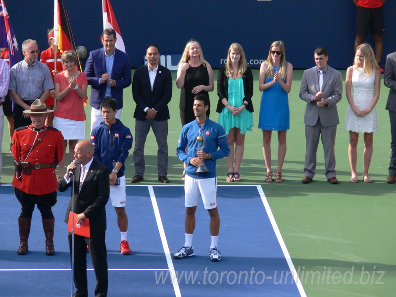 Novak Djokovic, Kei Nishikori and Ken Crosina during Rogers Cup 2016 Closing Ceremony