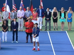 Kei Nishikori (JPN) holding his runnerup's trophy and giving a speech 31 July 2016 Rogers Cup