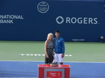 Novak Djokovic posing with Karen Leggett of National Bank 31 July 2016 Rogers Cup