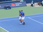 Jamie Murray (GBR) and Bruno Soares (BRA) on Centre Court playing doubles final July 31, 2016 Rogers Cup Toronto