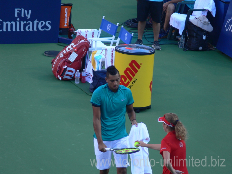 Nick Kyrgios (AUS) on Centre Court playing Denis Shapovalov (CDN) 25 July 2016 Rogers Cup Toronto