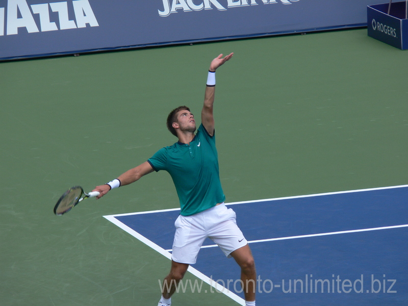 Borna Coric (CRO) serving to Tomas Berdych (CZE) 26 July 2016 Rogers Cup Toronto 